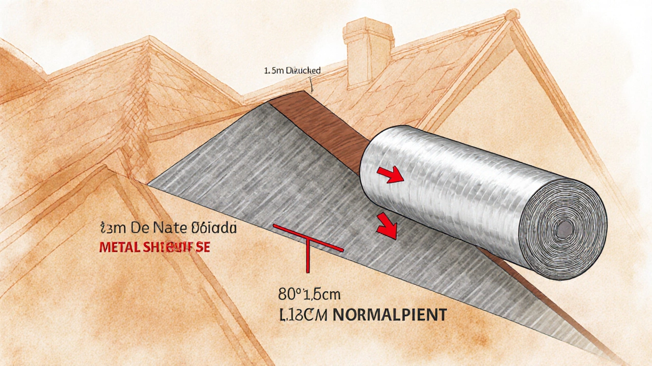 Разрез кровли с показом рабочей ширины материала и коэффициента наклона 1,155 для угла 30 градусов.
