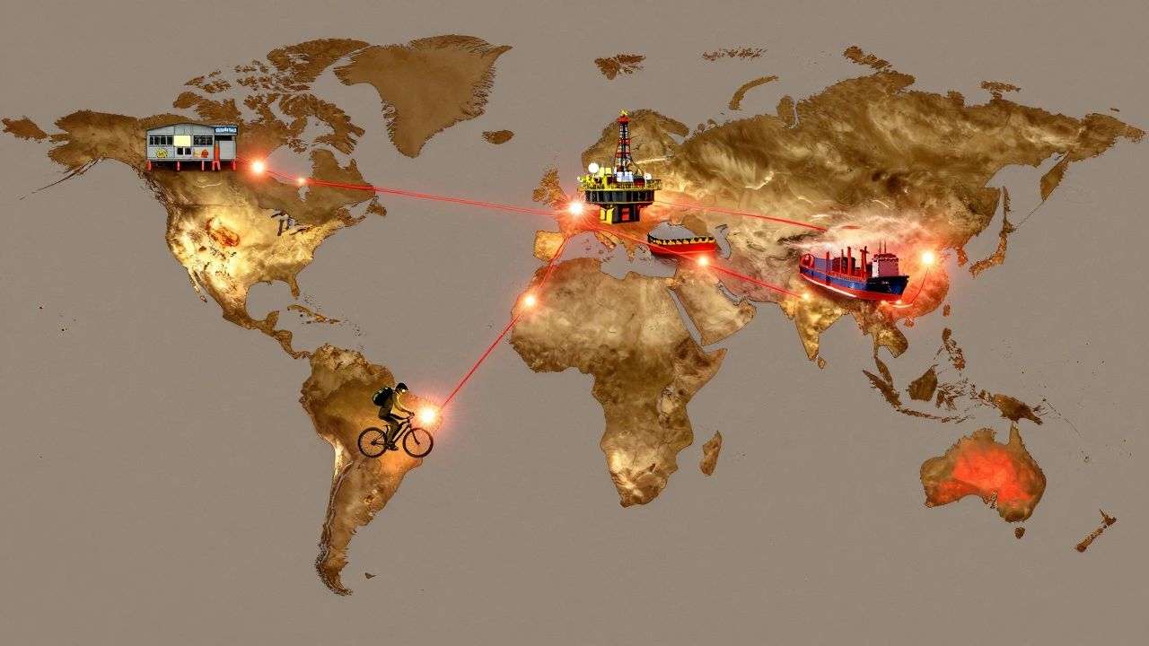 Глобальная карта с маршрутами ММА-сварки: от Африки до Европы, искры соединяют места использования сварки по всему миру.