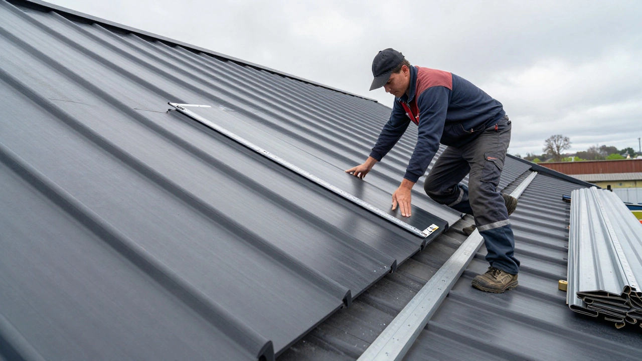 Укладка металлочерепицы с подчеркнутым нахлестом и указанием полезной ширины листа.