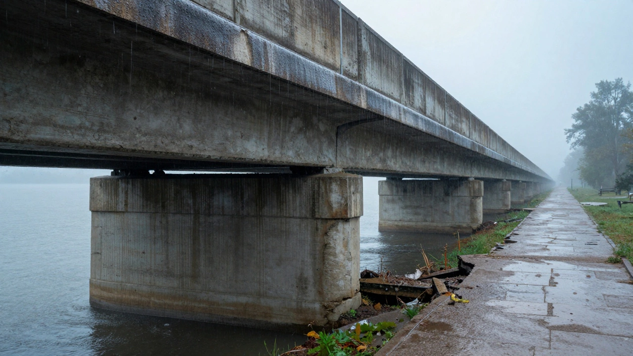 Деталь моста из М500, устойчивого к влаге, и дорожки из М300 под дождем.