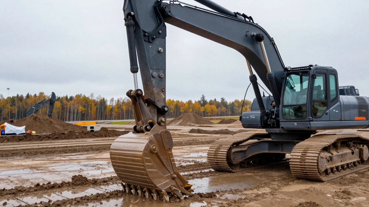 Экскаватор с быстросъемным механизмом для смены навесного оборудования