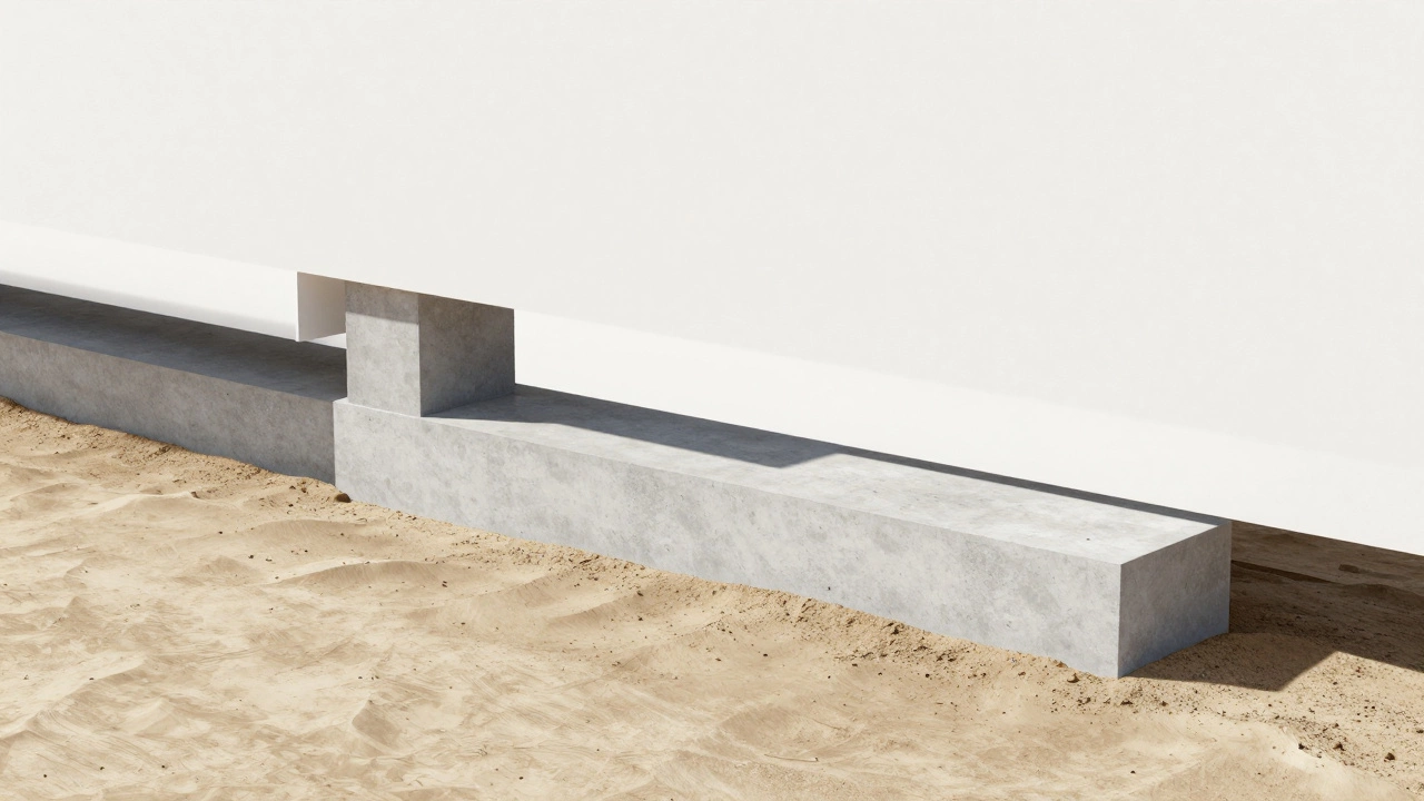 Схема правильного ступенчатого ленточного фундамента с широкой подошвой