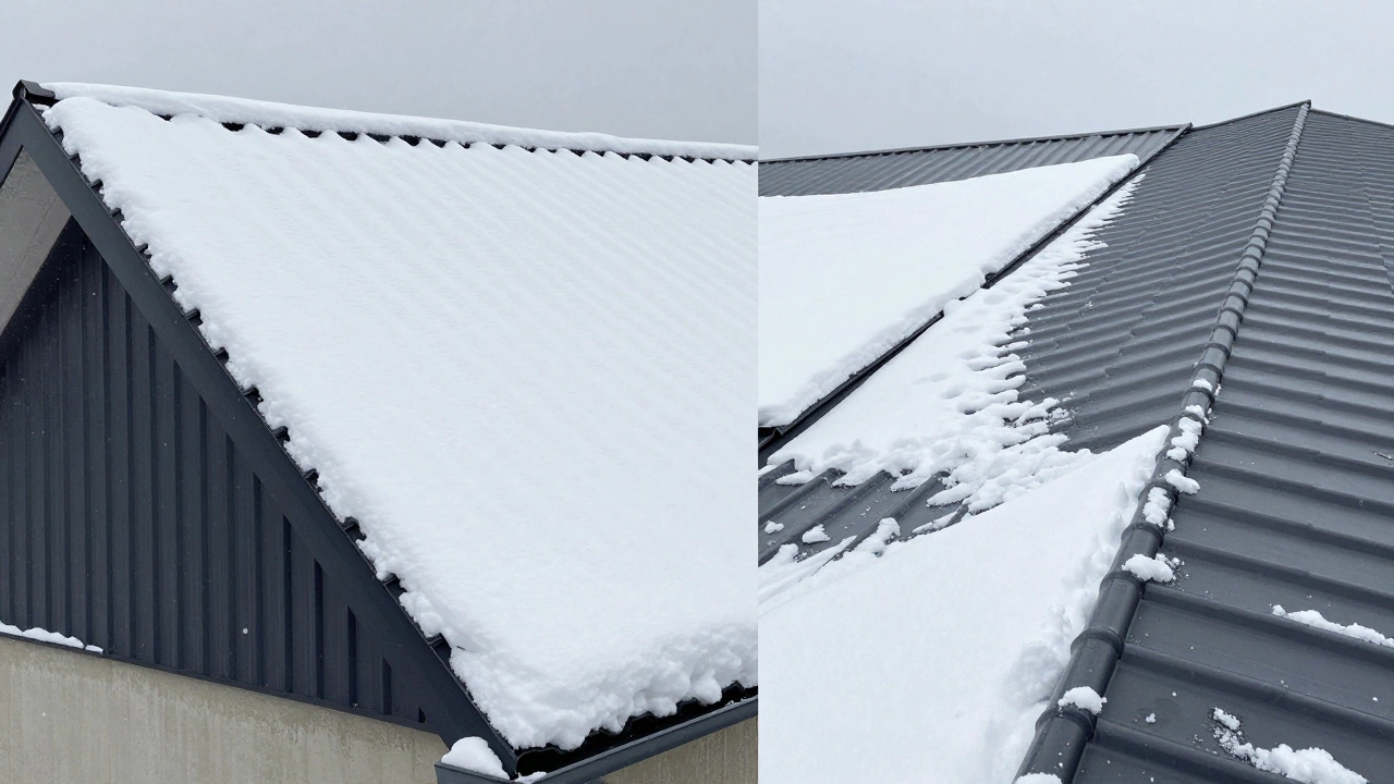 Сравнение крыш с малым и оптимальным углом наклона при снегопаде
